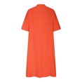 thumbnail image 4 of Cotton Linen Dress Half Sleeve V Neck Button Up Midi Dress Casual Loose Fit Tunic Sundress with Pockets, 4 of 6