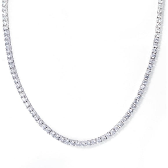 Tennis Necklace for Women, 18K Gold Plated Cubic Zirconia Tennis Necklace, 3mm Tennis Necklaces, Chunky Long Chain Necklaces for Women, Simulated 16" Tennis Bracelets