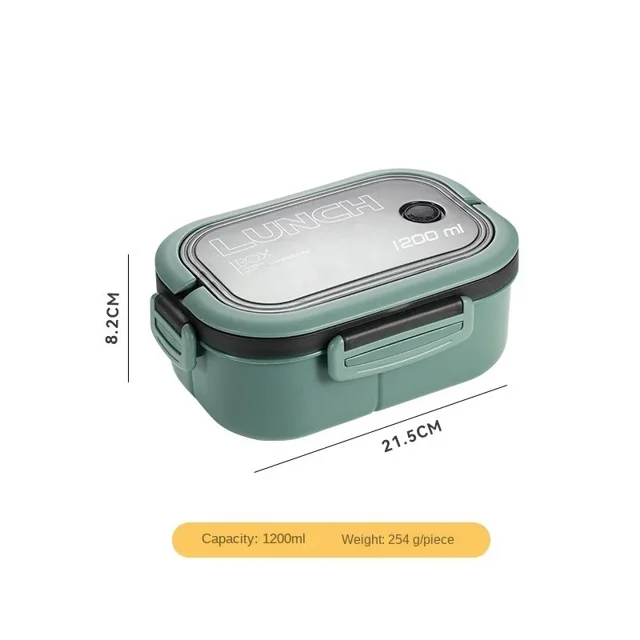 5PCS Portable Solid Colour Thickened Student Lunch Box Compartment Lunch Box Microwave Lunch Box Heat-resistant Lunch Box Green 5PCS