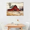 thumbnail image 2 of Creowell Farmhouse Canvas Wall Art Country Barn Windmill Landscape Print Picture Kitchen Wall Decor Watercolor Rustic Red Old Farm Yak Painting Artwork for Living Room Bedroom Home Decor 20x16 Inch, 2 of 3