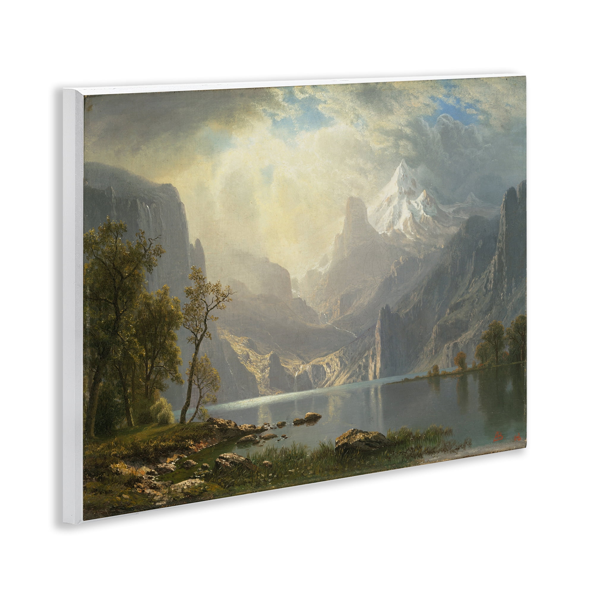 Stupell Industries Classic Bierstadt View on Mountain Landscape & Nature Painting Unframed Art Print Wall Art, 14 x 11
