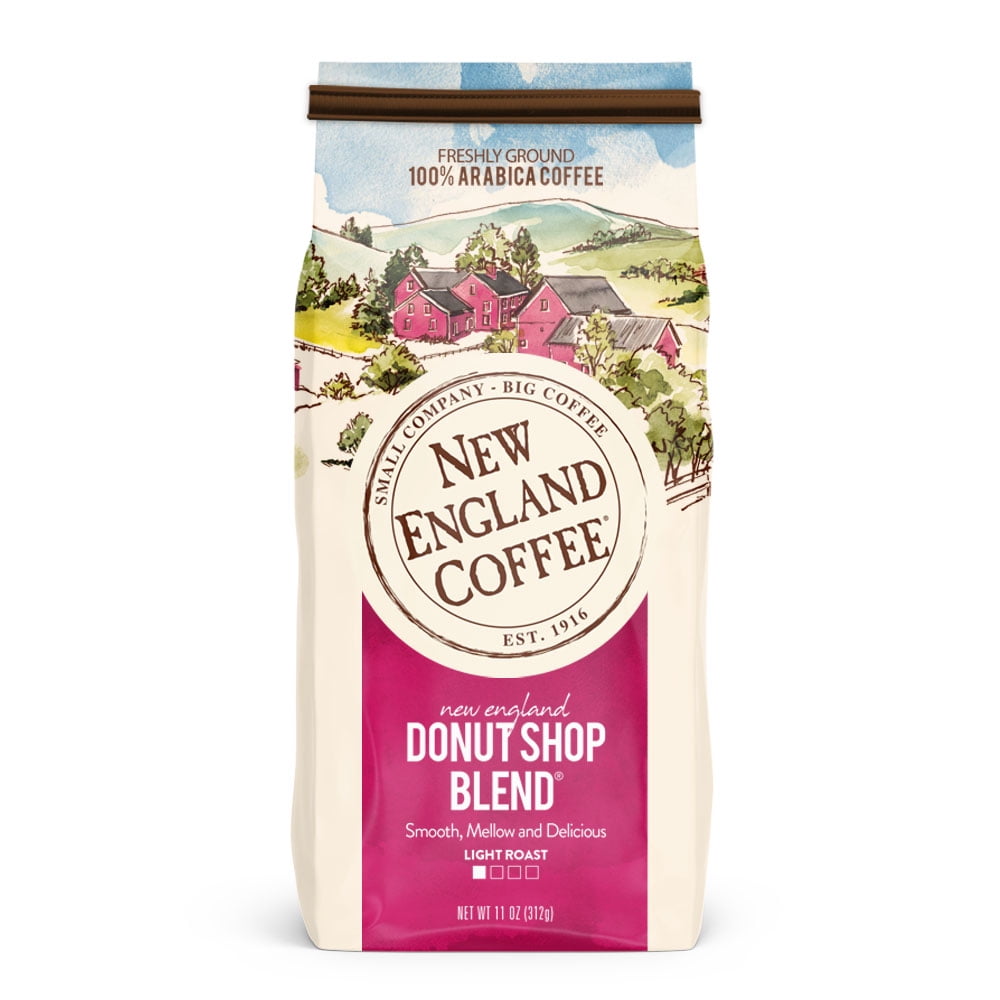 New England Coffee Donut Shop Blend, Light Roast, Ground Coffee, 11 oz