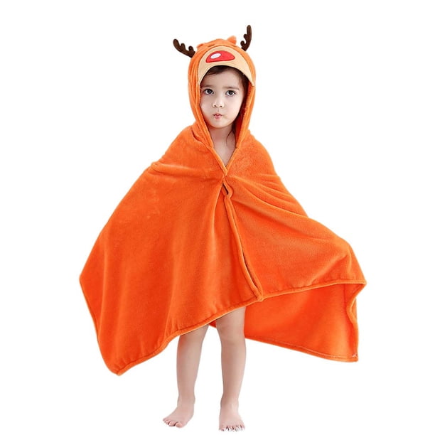 Toallas De Baño De Animales Con Capucha Para Bebés Albornoz De Playa De Natación Grande Ultra Suave, Regalos De Ducha Perfectos Para Niños Pequeños De 0 A 5 Años - Naranja brillar vestir