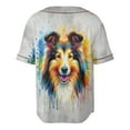 thumbnail image 2 of Watercolor Drip Collie Pop Art Colorful Portrait Artwork All Over Print 3D Baseball Shirt Collie Dog Lover Gifts Idea Softball Sport - 01009, 2 of 6
