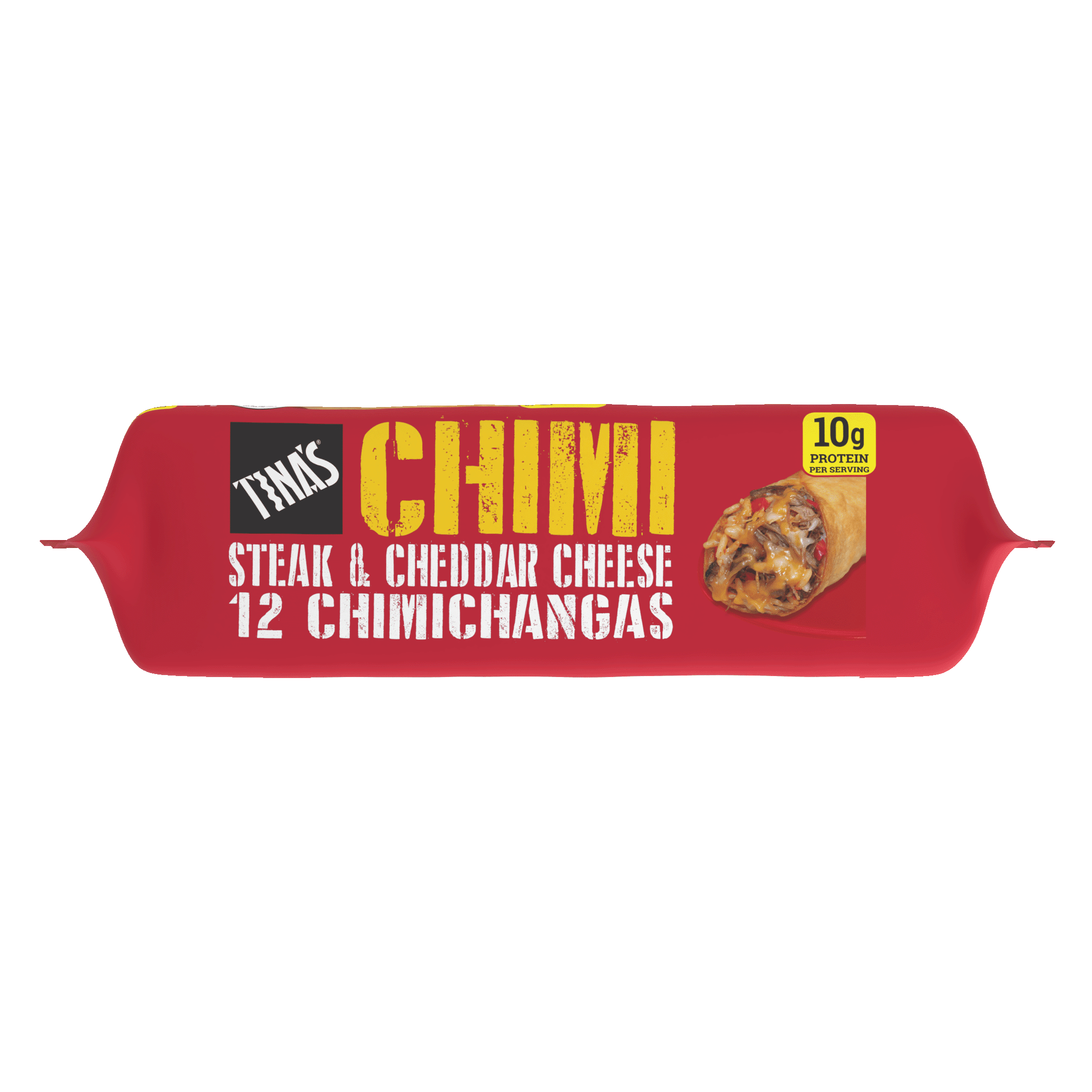 Tina’s Steak & Cheddar Cheese Chimichangas, 10g Protein, 48 oz, 12 Count (Frozen)