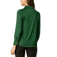 thumbnail image 4 of INSPIRE CHIC Women's Button Up Shirts Puff Long Sleeves Vintage Satin Wear-to-Work Blouse L Green, 4 of 8