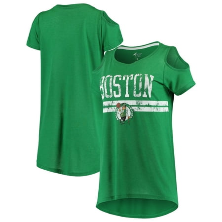 Boston Celtics Photograph Boston Celtics G-III 4Her by Carl Banks Women's Nothing but Net Cold Shoulder Scoop Neck T-Shirt - Kelly Green ()
