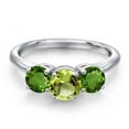 thumbnail image 3 of Gem Stone King 925 Sterling Silver Green Peridot and Green Chrome Diopside Engagement Ring for Women | 2.00 Cttw | Round 6MM | Gemstone August Birthstone | Size 9, 3 of 6