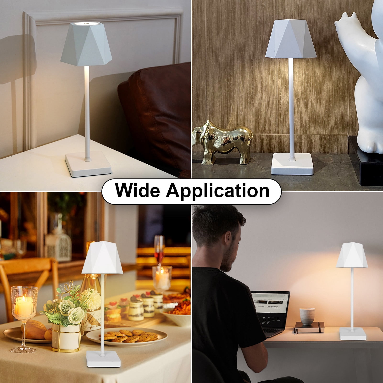 Cordless Table Lamp, 5000mAh USB Rechargeable Desk Lamp, RGB 5 Modes & Stepless Dimming,Gift Battery Powered Modern Lamp for Bedroom/ Dining/ Coffee /Outdoor,White