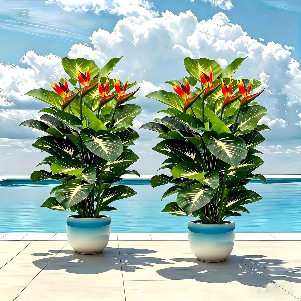 23.62 Inch Artificial Bird of Paradise Plant 2 Pack - Faux Tropical Strelitzia with Flowers, UV Resistant, No Pot Included, for Home Office Living Room Indoor Outdoor Decor