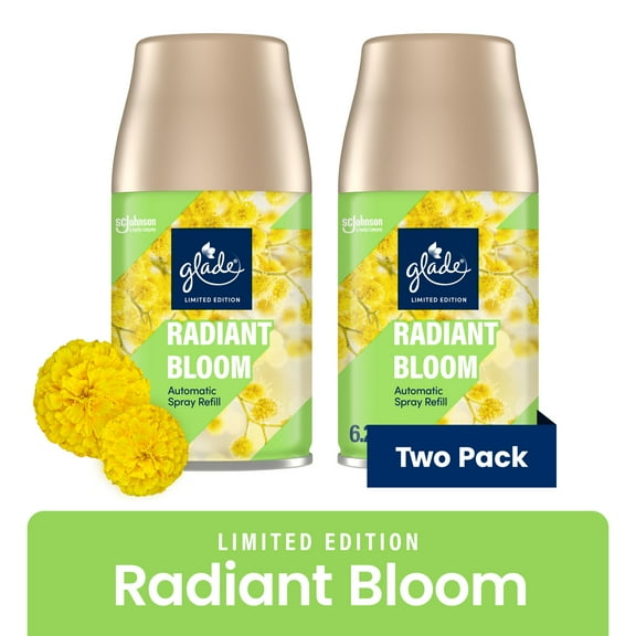 Glade Automatic Spray Air Freshener, Radiant Bloom Limited Edition, 12.4 oz Total, Pack of 2 Refills