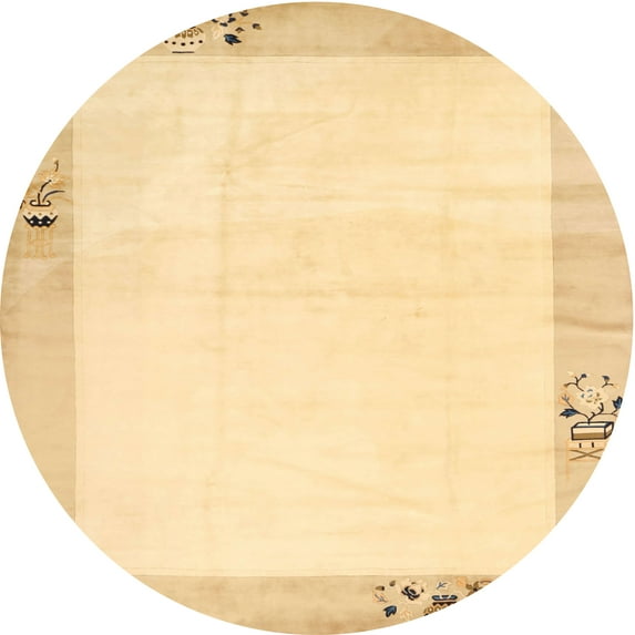 Ahgly Company Indoor Round Contemporary Sun Yellow Solid Area Rugs, 6' Round