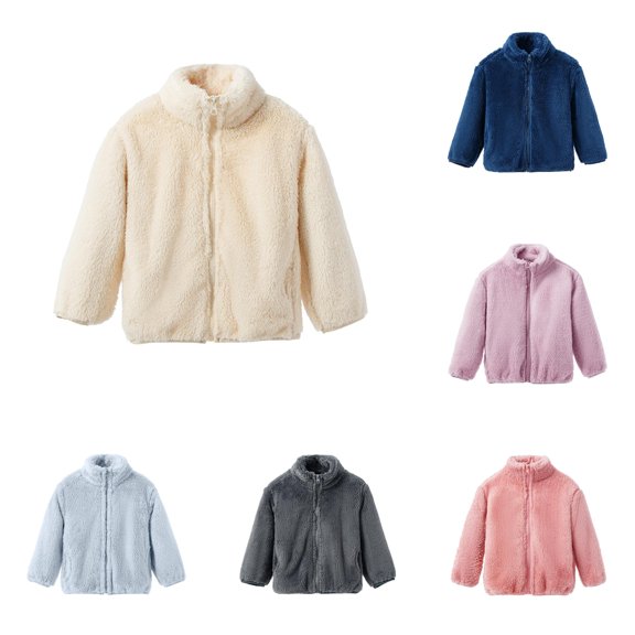Hauaitttt Girls Reversible Jacket Winter Lined Zip up Coat for Toddlers and Kids Soft Warm Outerwear for Cold Weather Girls Fall Jacket