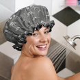 thumbnail image 5 of Shower Caps,Gray Dinosaur Skeletons Fossils Pattern Waterproof Shower Cap for Women 4 Pieces,Double Reusable Hair Cover for Shower PEVA Elastic Stretch Hem, 5 of 7