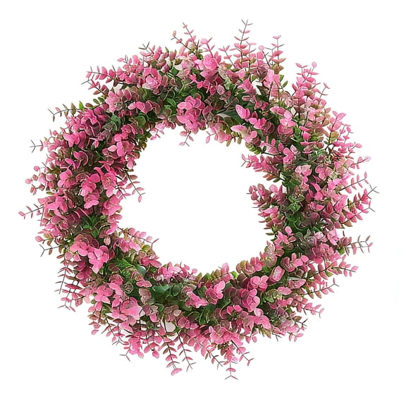 Aodebiao 12.5” Artificial Green Leaves Wreath Eucalyptus Round Wreath for Home Decoration Rustic Farmhouse Decor for Festival Celebration Front Door