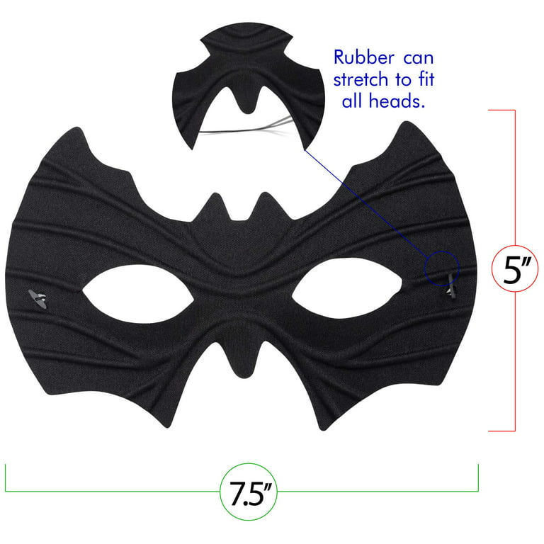 Bat Eye Mask Costume - Black Bat Face Masks Dress Up Costume Accessories for Adults and Kids -