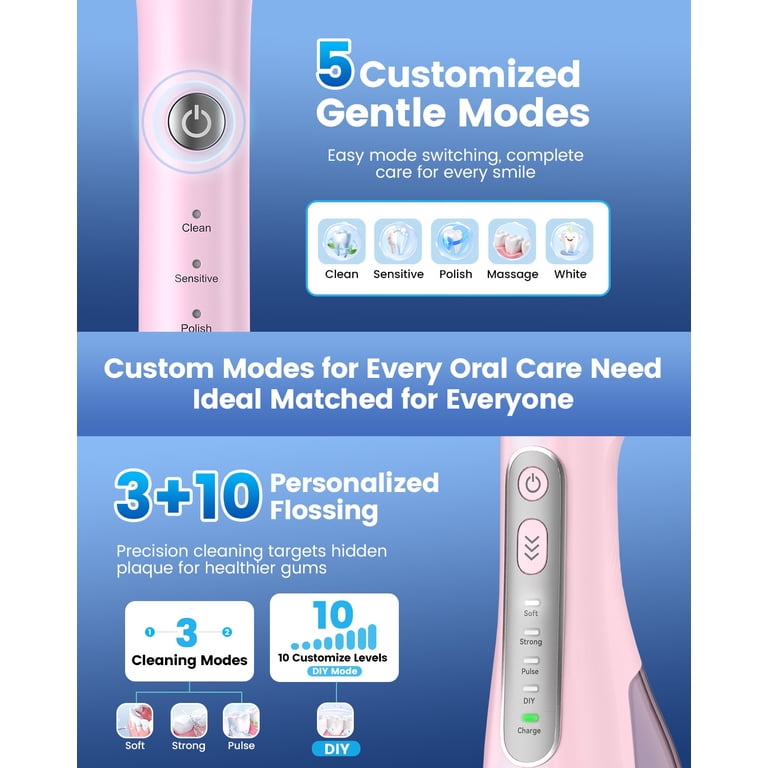 JTF 2-in-1 Electric Toothbrush & Water Flosser Combo, Pink photo 2