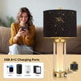 thumbnail image 4 of 25" Morden Table Lamps Set of 2 with USB A+C Ports and Night Light, Unique Star Hallow Black Shade Lamp for Bedroom,Living Room (Bulb Included), 4 of 8