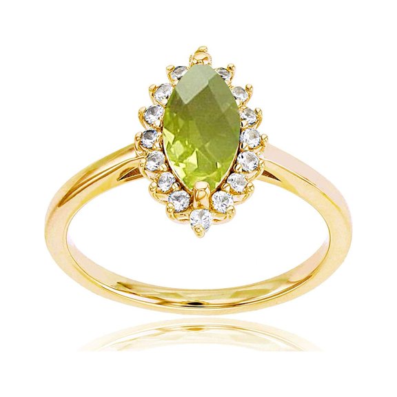 Decadence 10K Yellow Gold 10x5 Marquise Gemstone & Round White Topaz Ring