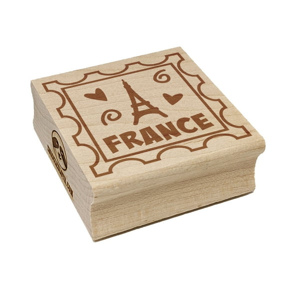 France Passport Eiffel Tower Travel Square Rubber Stamp Stamping Scrapbooking Crafting - Small 1.25in
