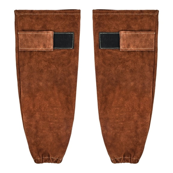 VEVOR Leather Welding Sleeves, Heavy Duty Cowhide Flame Resistant Work Sleeves for Arm Protection, Heat-Resistant Safety Sleeve for Welding, Blacksmithing, Woodworking, Gardening