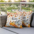 thumbnail image 3 of Outdoor Pillow Covers 18x18 Set of 2, Thanksgiving Waterproof Patio Throw Pillow Covers for Couch Sofa Chair, Fall Maple Leaf Orange White Pumpkin Decorative Pillowcases for Throw Pillows, 3 of 9