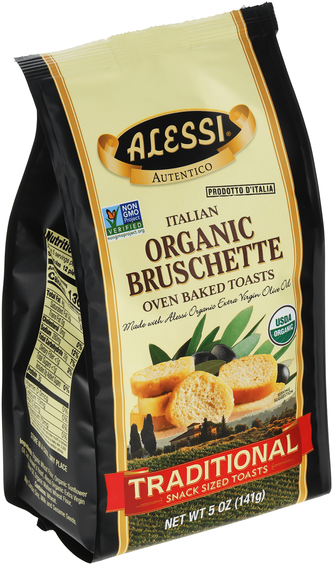 (4 pack) Alessi Traditional Italian Organic Bruschetta Oven Baked Toasts, 5 oz.