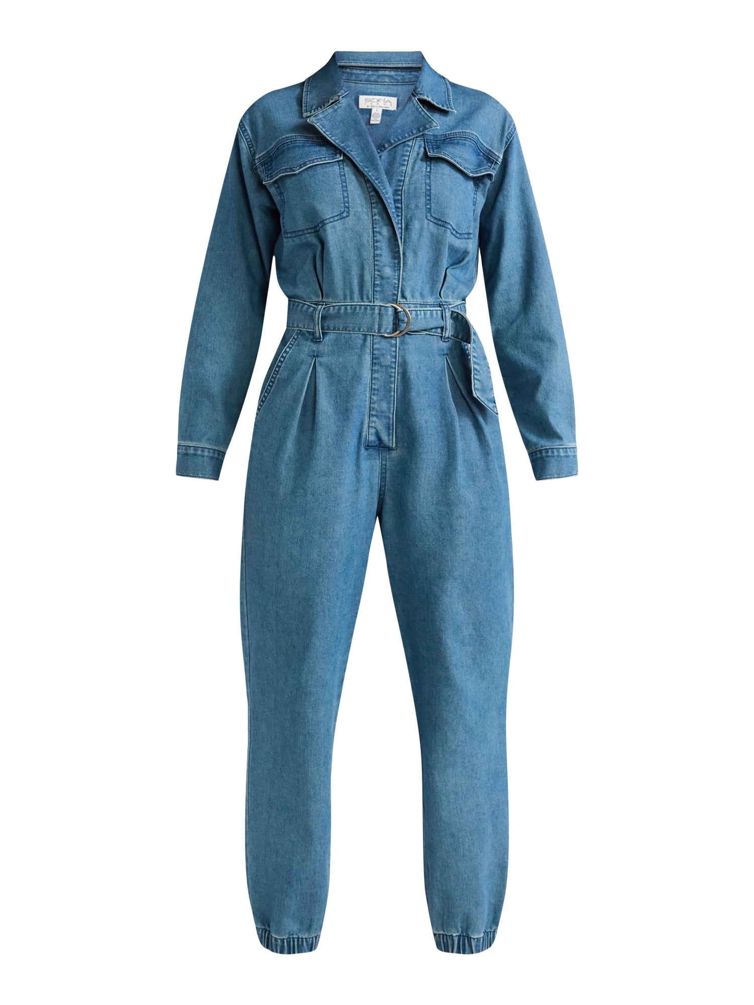 Sofia Jeans Women's and Women's Plus Size Utility Jumpsuit with Long Sleeves, 26" Inseam, Sizes XS-5X