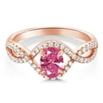thumbnail image 2 of Gem Stone King 1.26 Ct Pink 18K Rose Gold Plated Silver Ring Set with Zirconia (Size 6), 2 of 2