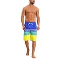thumbnail image 2 of INSPIRE CHIC Men's Colorblock Striped Adjustable Drawstring Vacation Surfing Board Shorts 38 Yellow, 2 of 4