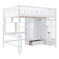 thumbnail image 4 of Loft Bed Full Size with Desk, Full Size Loft Bed with Bookshelves and 4 Steps Storage Staircase, Built-in Large Drawers and Wardrobe, Full Loft Bed for Dorm, Boys & Girls, Teens, White, 4 of 9