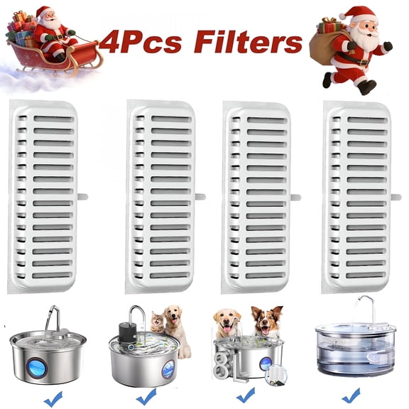 HIBIBUD Cat Water Fountain Filters,Replacement Filters for 108Oz/3.2L Glass Cat Fountain,4 Packs Filters