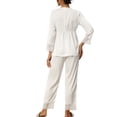thumbnail image 3 of INSPIRAR CHIC Conjuntos de Pijamas de Dos Piezas para Mujeres, Top de Manga Larga de Encaje de Seda con Pantalón, Ropa de Dormir Suave, Ropa de Casa Blanca M, 3 of 6