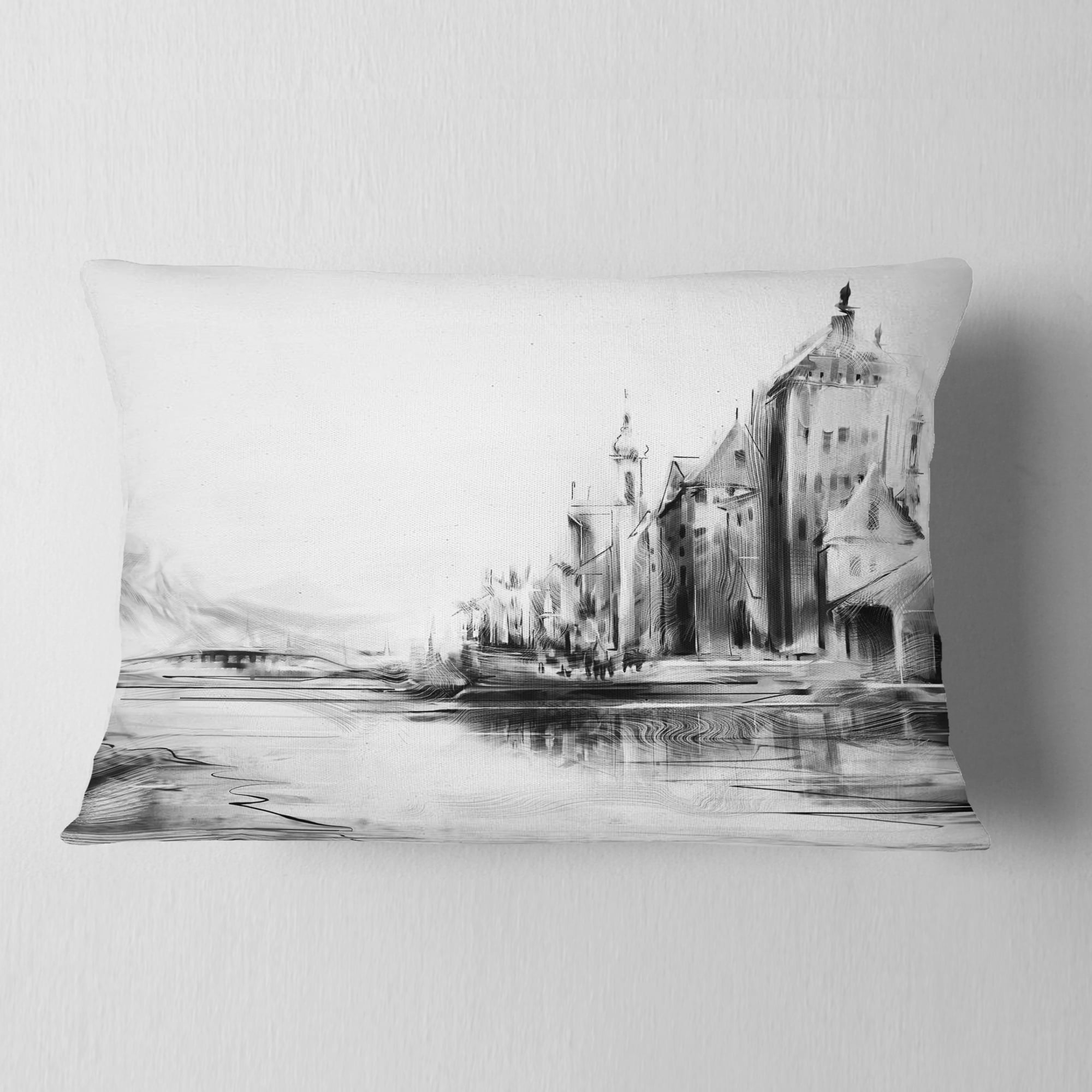 Designart Zurich in Afternoon Sunlight - Cityscape Throw Pillow - 12x20