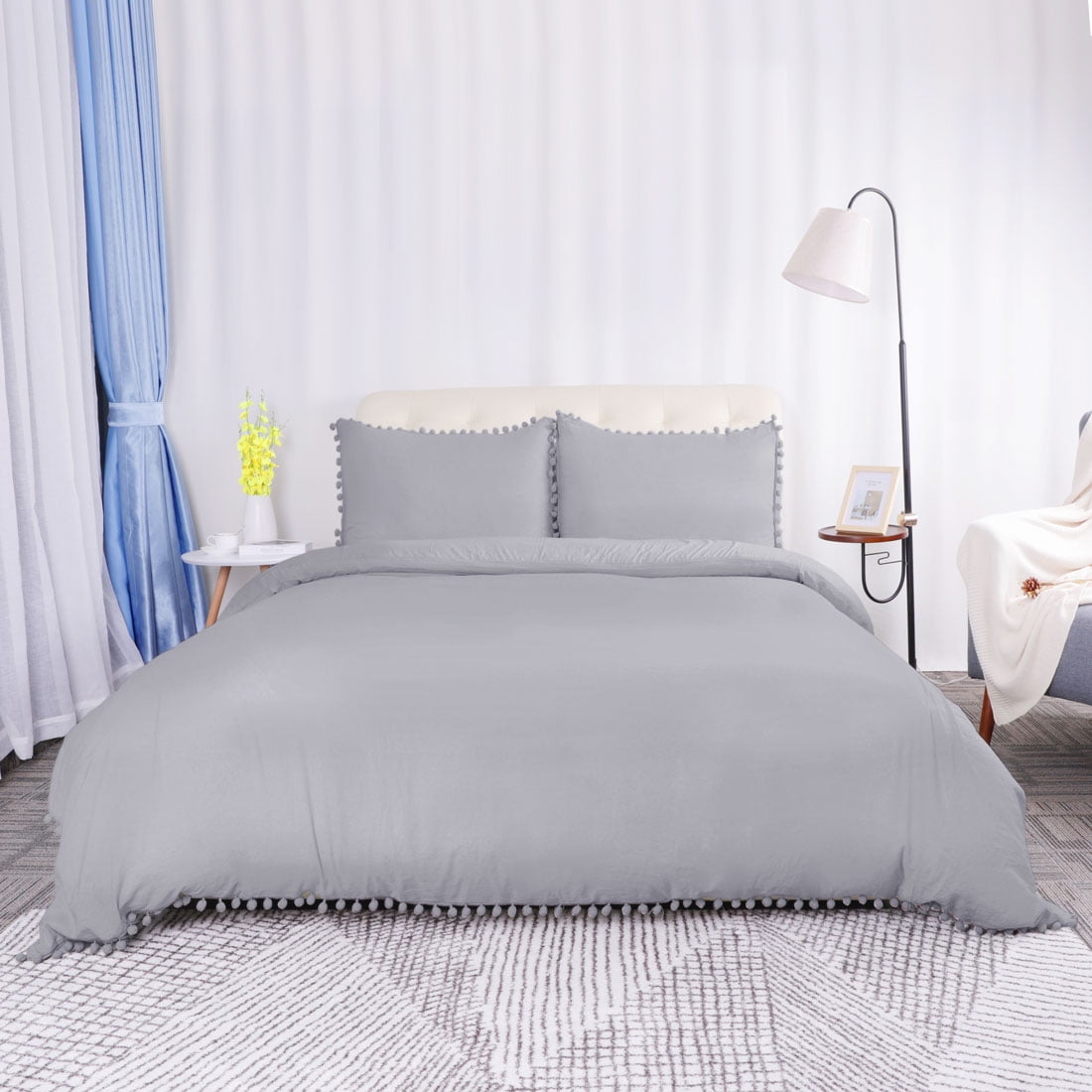 plain grey single duvet cover