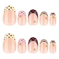 thumbnail image 7 of EBCUE 24Pcs Polka Dot Press on Nails Medium Almond Fake Nails French Tip Nails Press Ons Brown Pink False Nails Acrylic Glossy Glue on Nails Polka Dot Stick on Nail for Women Decoration Set, 7 of 7