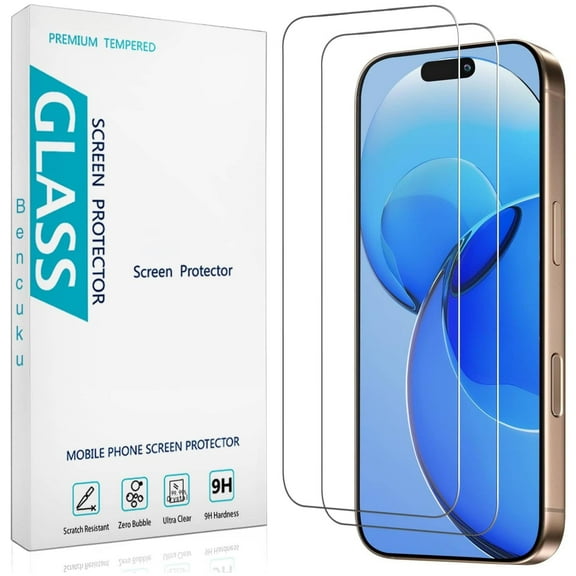 (2 Pack) Designed for iPhone 16/16e/15/14/13/12/11 Pro Max SE 2022 7 8 Plus X XS XR XS Max Tempered Glass Screen Protector, Full Coverage, Anti Scratch
