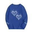 thumbnail image 4 of Girls Sparkle Long Sleeve Top, Blue Heart Rhinestone & Star Shirt, Stretchy Glitter Party Shirt for Kids Girls 2-14 Years,Size 9-10 T, 4 of 6
