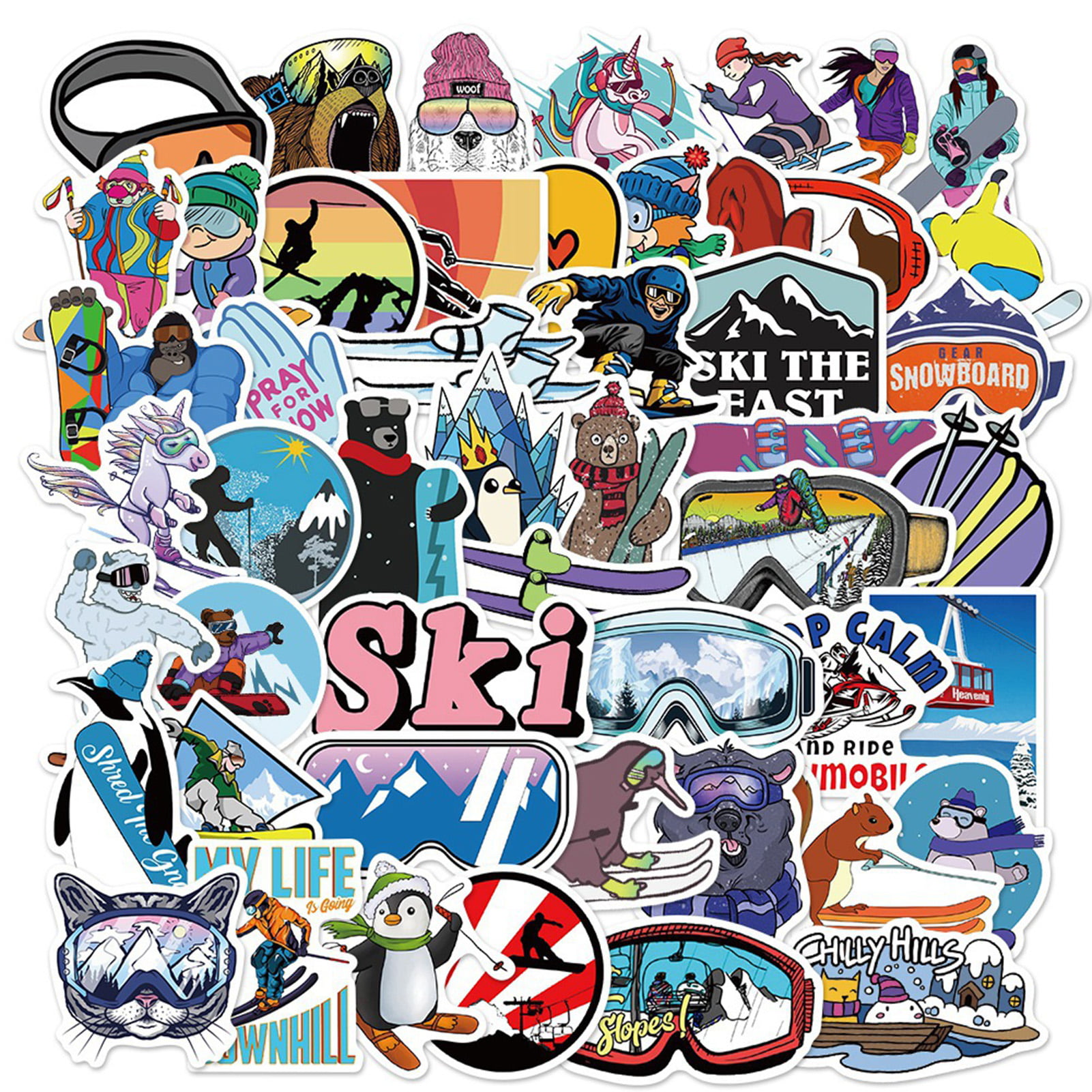 FeiraDeVaidade 50Pcs Outdoor Ski Sports Graffiti Sticker Helmet Laptop  Guitar Skate Bike Pvc Cartoon Sticker Wholesale 