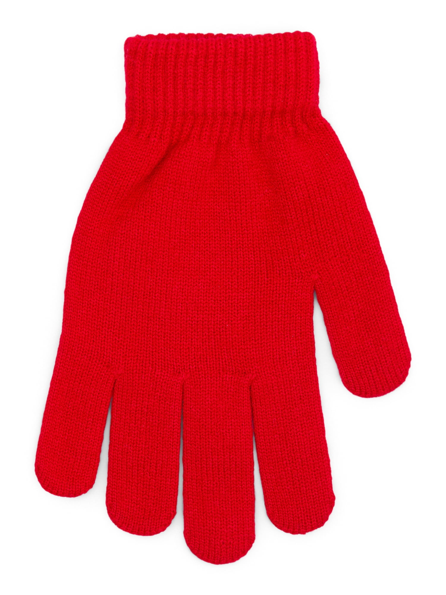 Time and Tru Women's Knit Gloves, 2-Pack, Brilliant Red