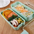 thumbnail image 5 of Kiplyki Lunch Box Leakproof Microwave Food Container Wheat Straw 3 layer Bento Box 900ML, 5 of 9