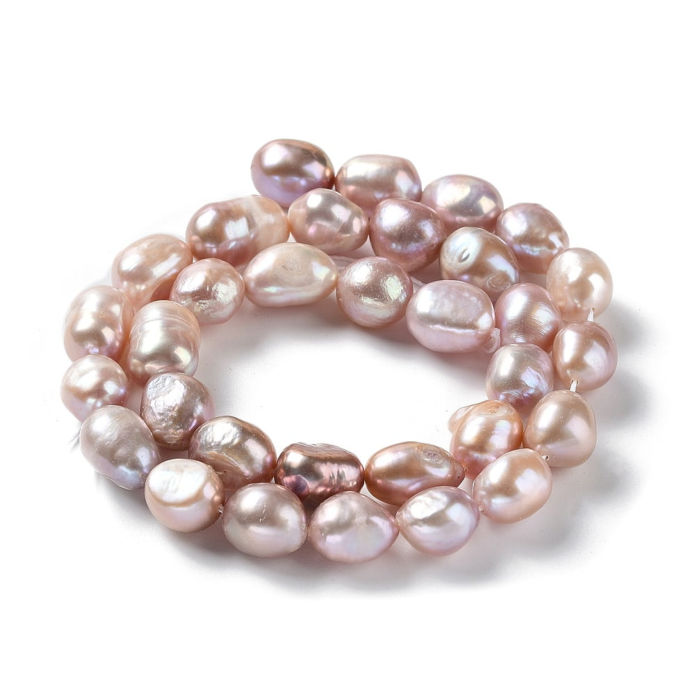 Natural Cultured Freshwater Pearl Beads Strands Two Side Polished Grade 4A PeachPuff 10~12x9~10x7~9mm Hole: 0.6mm 32pcs/strand 13.78''(35~35.5cm)