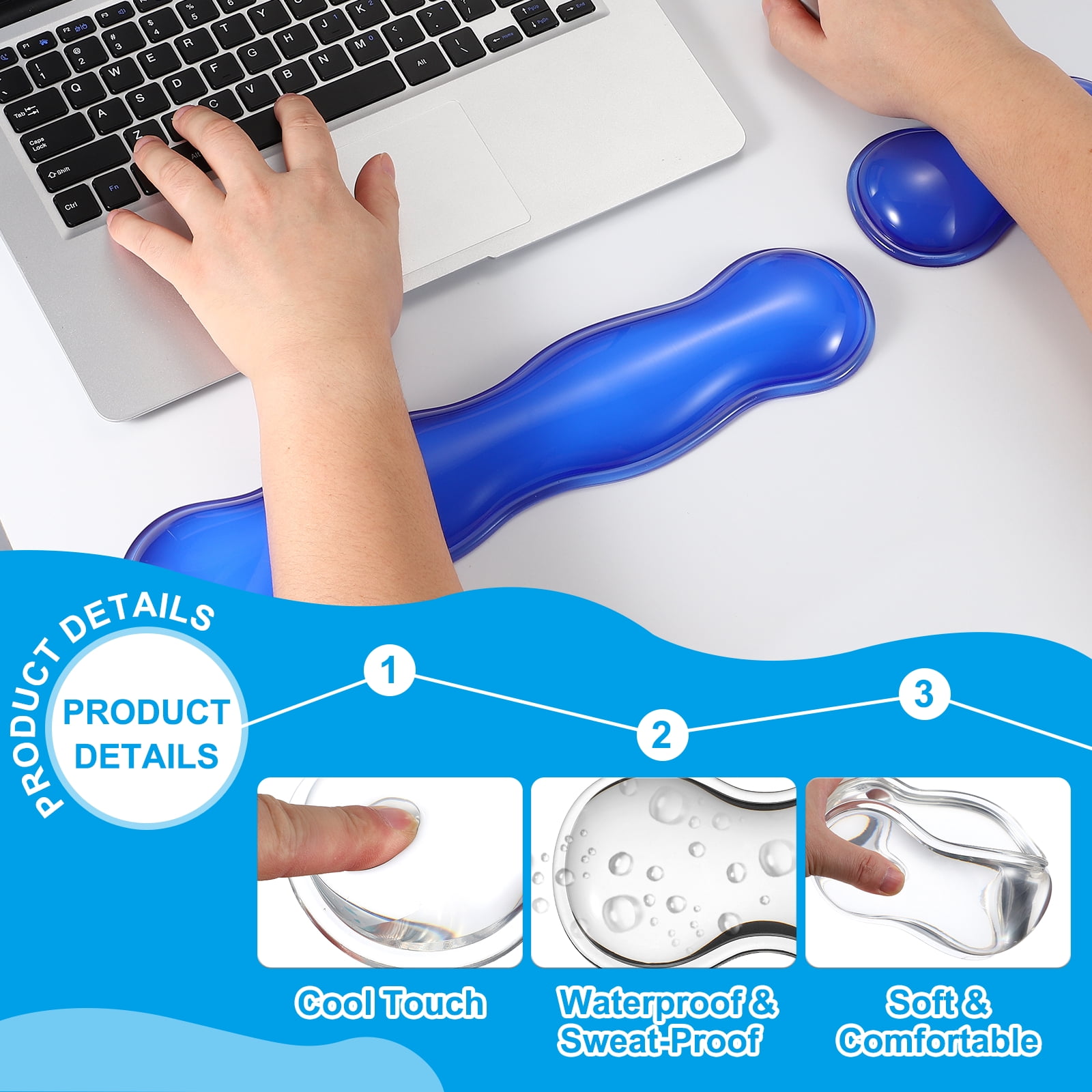 Uxcell Gel Wrist Rest, Gel Mouse Pad Mouse Wrist Support for Keyboard and Mouse Ergonomic,Pad Set White