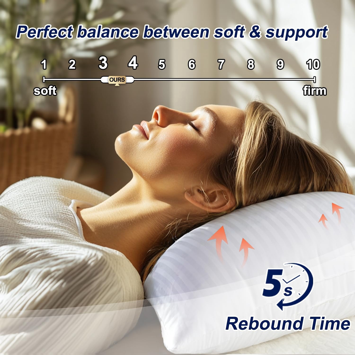 Pillows Standard Size Set Of 4 Hotel Collection Bed Pillow For Sleeping 4 Pack Back  Stomach Or Side Sleepers Soft And Supportive Washable Bedroom