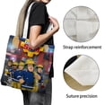 thumbnail image 3 of Fireman Sam Bolso de tela con estampado de lienzo para mujer, bolsa de compras reutilizable y estética, con cremallera interior, regalo para mujer,40*45cm., 3 of 6