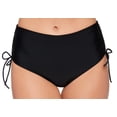 thumbnail image 2 of Salt + Cove Women's Black Solid Shirred-Side High-Waist Bikini Bottoms, Small, 2 of 3