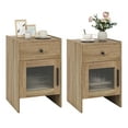 thumbnail image 1 of Costway 2 PCS Farmhouse Nightstand Fluted Bed Side Table with Large Drawer Enclosed Cabinet, 1 of 10