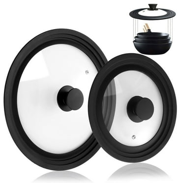 2-Pack Silicone Tempered Glass Lids, Heat-Resistant Pot Lids with Visible Seal, Pan Covers for for Various Cookware Sizes, Universal Lids for Pan, Skillet, and Steamer
