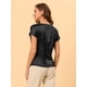 thumbnail image 4 of INSPIRE CHIC Blusa Elegante De Satén Para Mujer, Manga Corta, Cuello Barco, Estilo Vintage Negro M, 4 of 5
