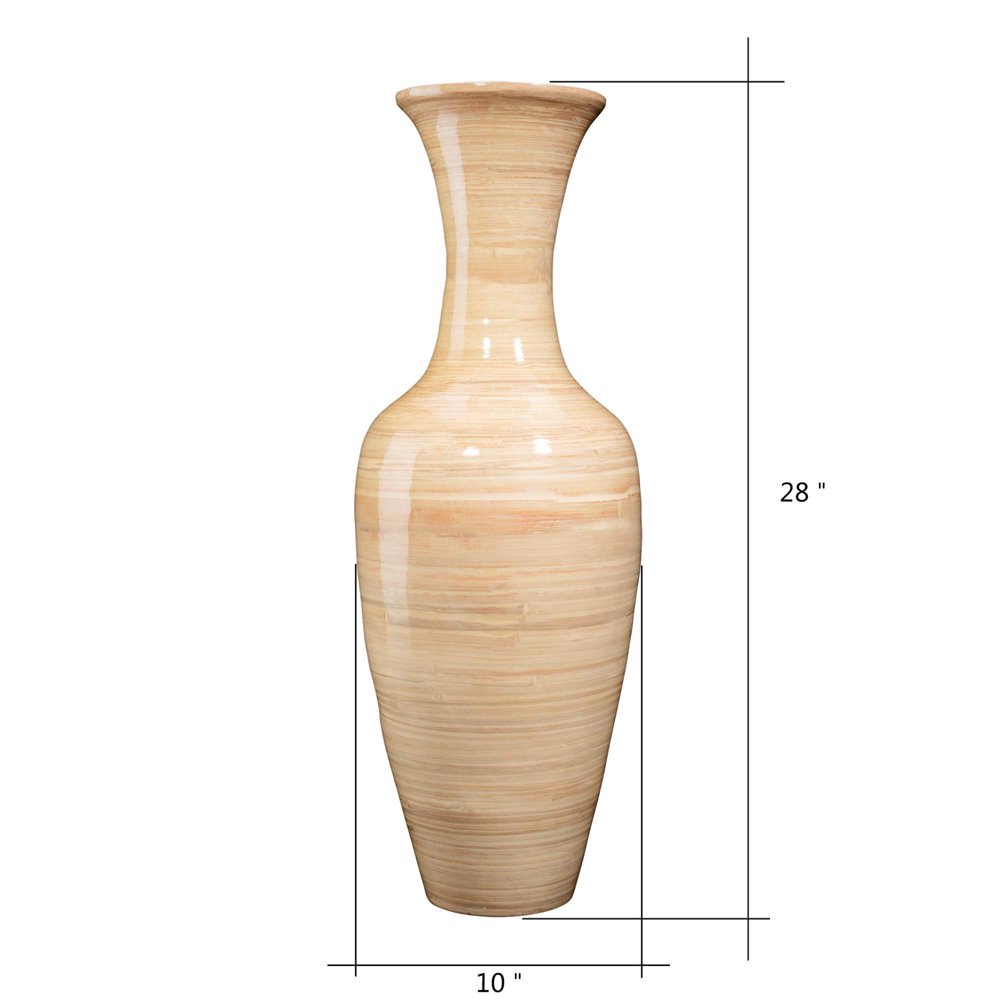 Villacera Handcrafted 28” Tall Natural Bamboo Vase Decorative Classic
